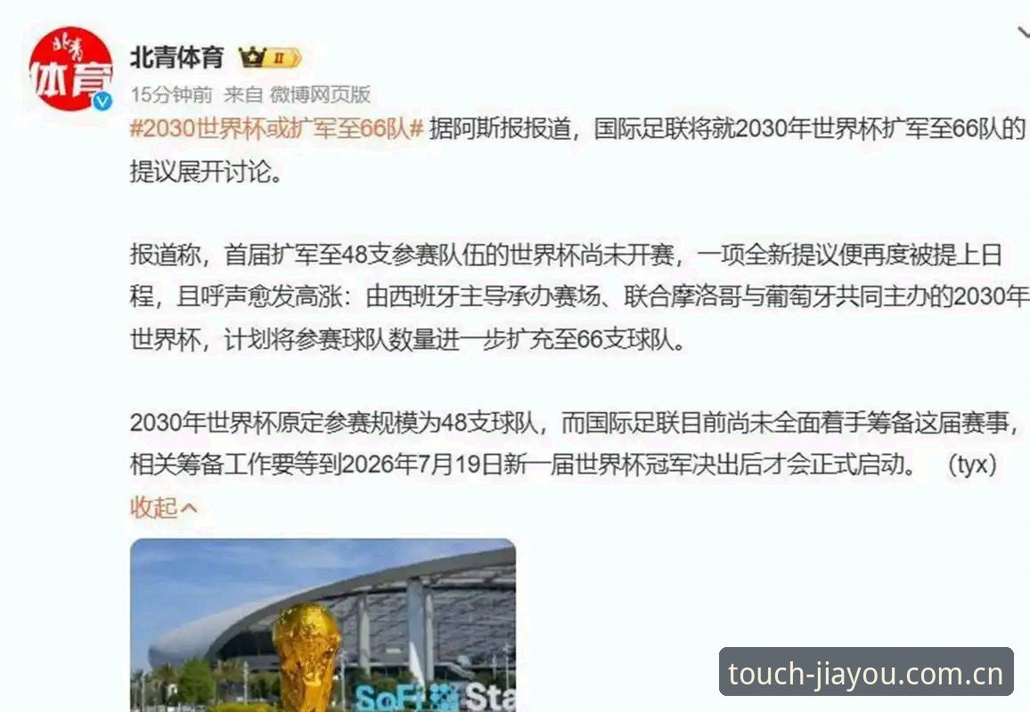 2030年世界杯扩军至66队最新消息，中国男足迎来历史性机遇